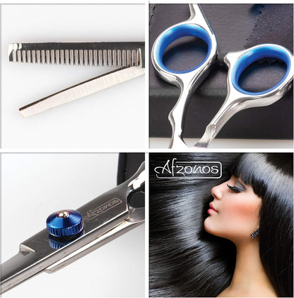 Afzonos Professional Hairdressing Scissors, Hair Thinning Scissors, Professional Hairdressing Kit, Hair Comb, Hair Scissors, Double Hair Tips