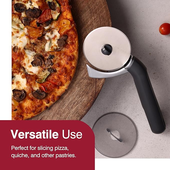 Zyliss Pizza Cutter with Removable Wheel - Stainless Steel Blade - Kitchen Tool and Gadget for Right- and Left-Handed Use - Dishwasher Safe - New Sharp Edge Pizza Cutter