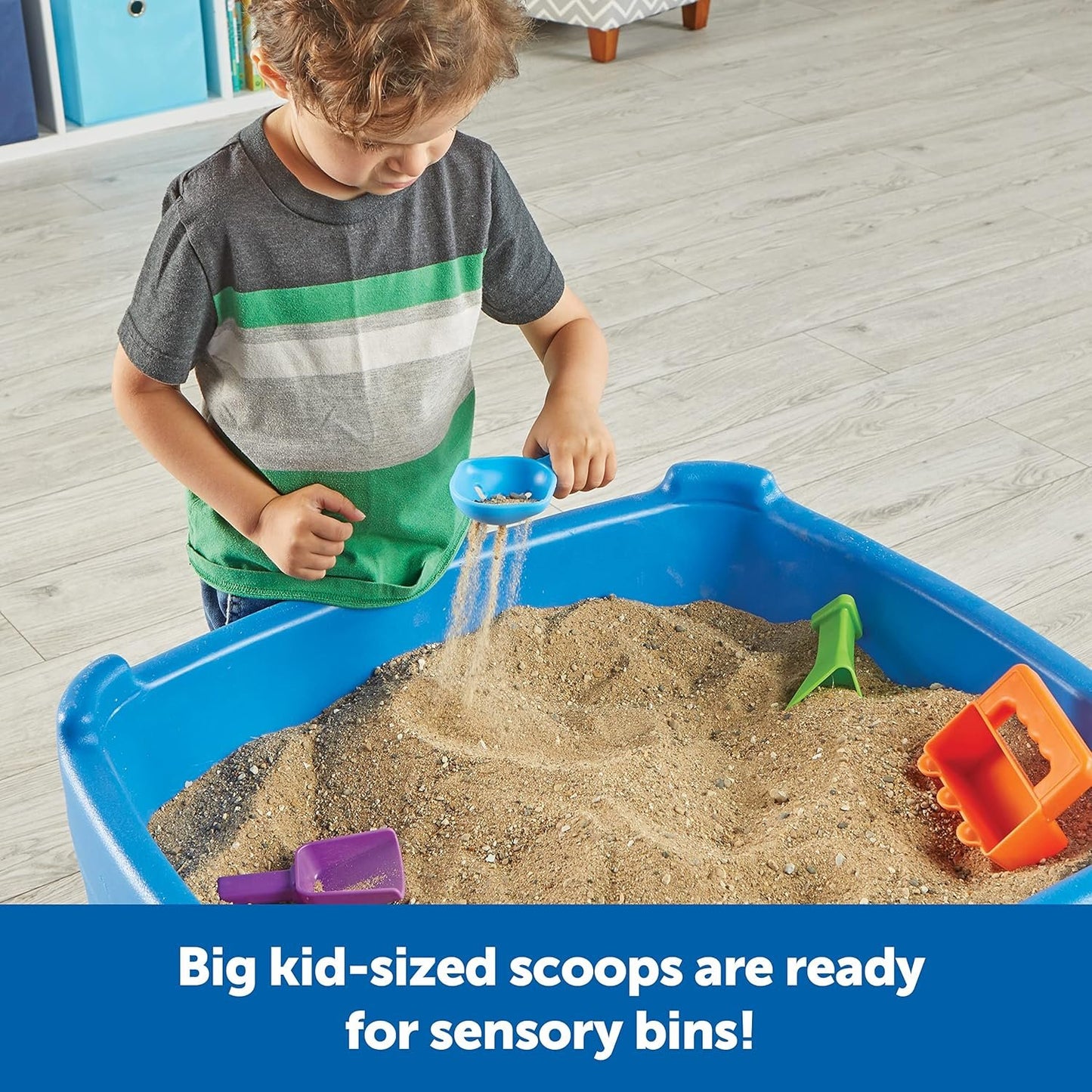 Learning Resources Helping Hands Sensory Scoops, 4 Pieces, Ages 3+, fine Motor Skills, Sensory Toys for Children, Sensory Toys for Toddlers, Sensory bin, Toddler Tool Set