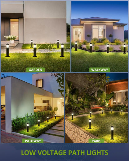 MOON-DE-AGE Low Voltage Landscape Pathway Lights, 12V LED Bollard Light IP67 Waterproof, Outdoor Driveway Walkway Wired Lights (Included Connector) - Yard Garden Lawn, 2700K Warm White, 12 Pack