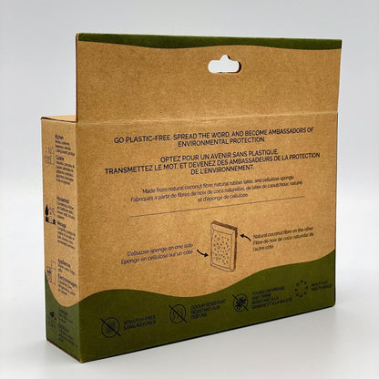 Biodegradable Sponge, Coconut Fiber with Cellulose Eco Sponge, Natural Sponges for Dishes, Sustainable, Environmentally Friendly Kitchen Scouring Pad, Scratch Free, Compostable, 4 Pack