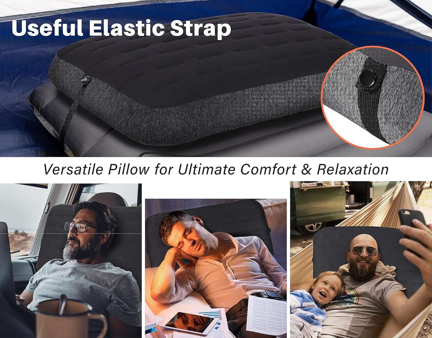 TREKOLOGY Large Inflatable Camping Pillow – Home-Sized Comfort for Outdoor Adventures | Portable, Easy-to-Inflate, Ideal for Camping, Backpacking, and Travel | Aluft Ultra