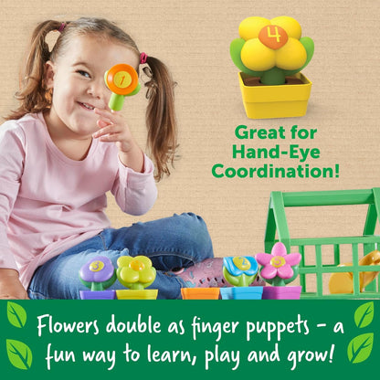 Learning Resources Growing Greenhouse Color and Number Eco Friendly Playset - Preschool Learning Toys, Fine Motor Skills Toys for Kids Flower Garden Toy Ages 18+ Months