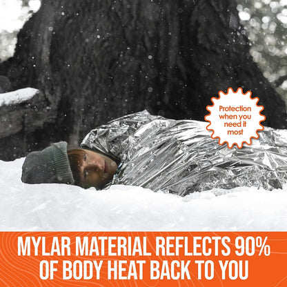 Go Time Gear Emergency Blankets for Survival (4 Pack), Mylar Emergency Survival Gear for Home, Camping, Hiking & Outdoor Survival Kits, Stay Warm, Dry, & Safe with Our Compact Space Blanket