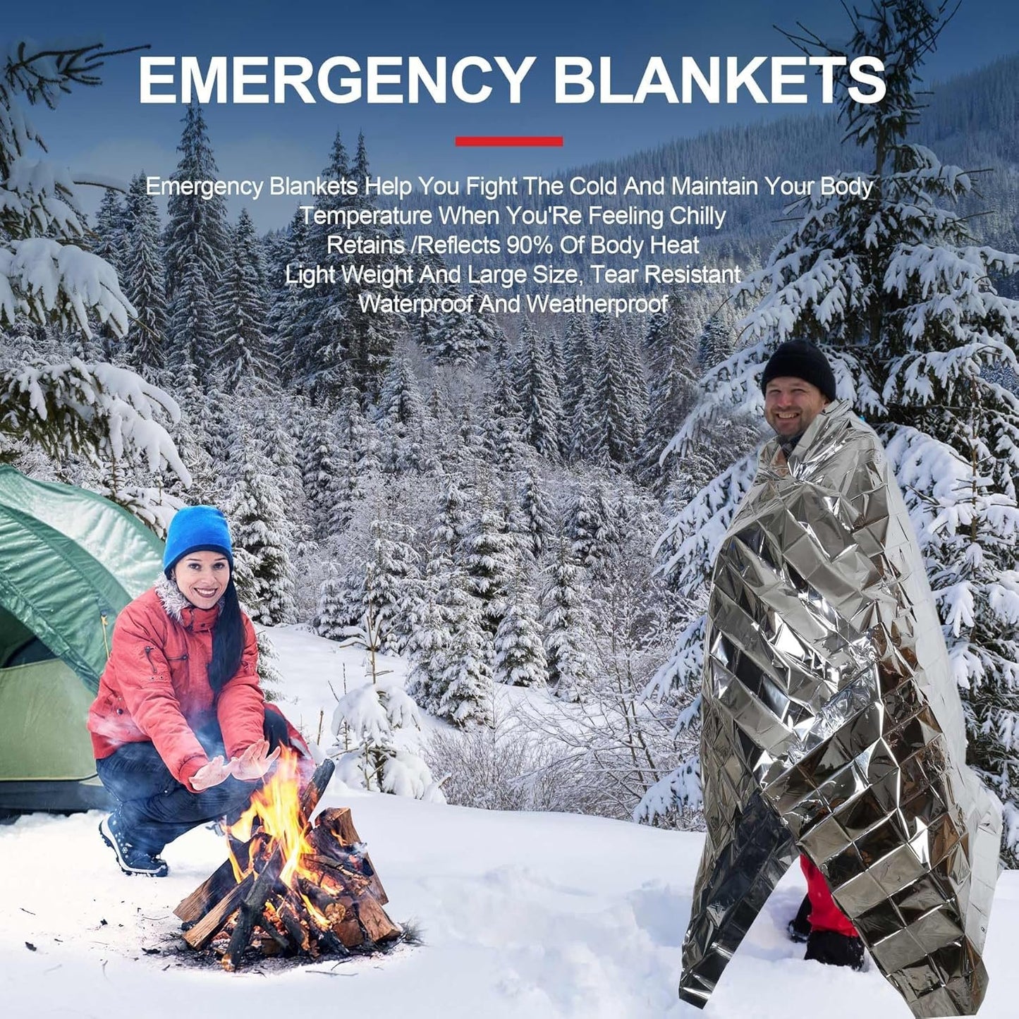 Rasupro 9 Pack Emergency Blankets, Outdoor Survival Emergency Insulated Gear, Mylar Thermal Space Insulated Blanket, Perfect for Camping, Hiking, Running, Marathon, Wilderness Rescue or First Aid