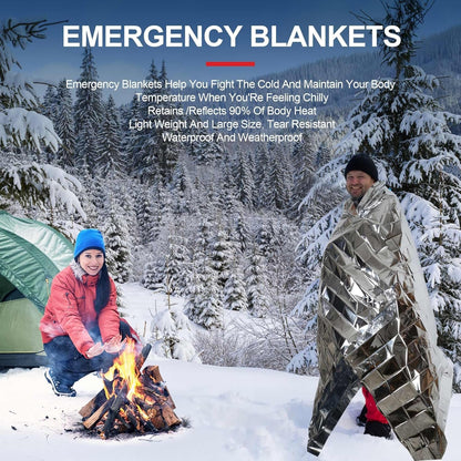 Rasupro 9 Pack Emergency Blankets, Outdoor Survival Emergency Insulated Gear, Mylar Thermal Space Insulated Blanket, Perfect for Camping, Hiking, Running, Marathon, Wilderness Rescue or First Aid