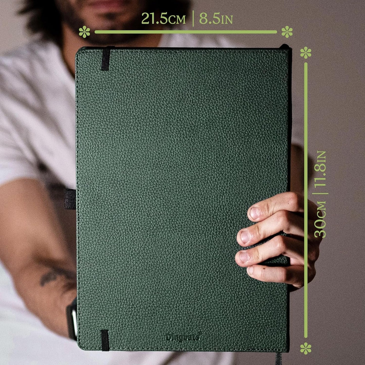 Wildlife A4 Lined Notebook - Extra Large Hardcover PU Leather Journal - for Work, Travel - Pocket, Elastic Closure, Pen Holder, Bookmark