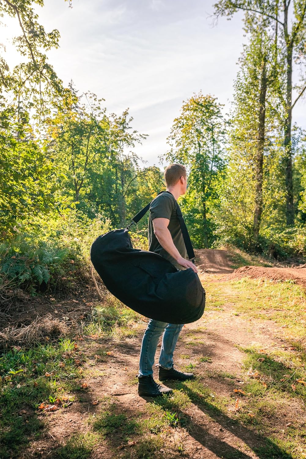 Deluxe Duffel Bag w/Zipper, Black - 42"X15"X15"