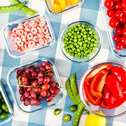 CZUMJJ Glass Meal Prep Containers Set of 12 Food Storage Containers for Lunches, Dishwasher Safe, Pink