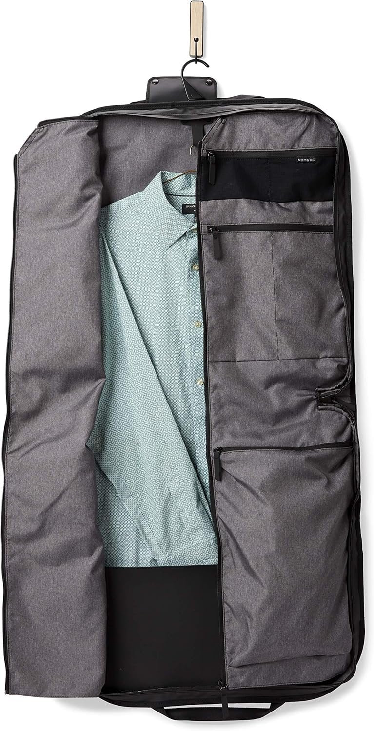 NOMATIC Garment Bag - Premium Black Nylon Garment Bag, Travel Hanging Luggage Garment Bag with Shoe Compartment, Holds Up To 3 Suits Plus Accessories, V2, Black, Travel