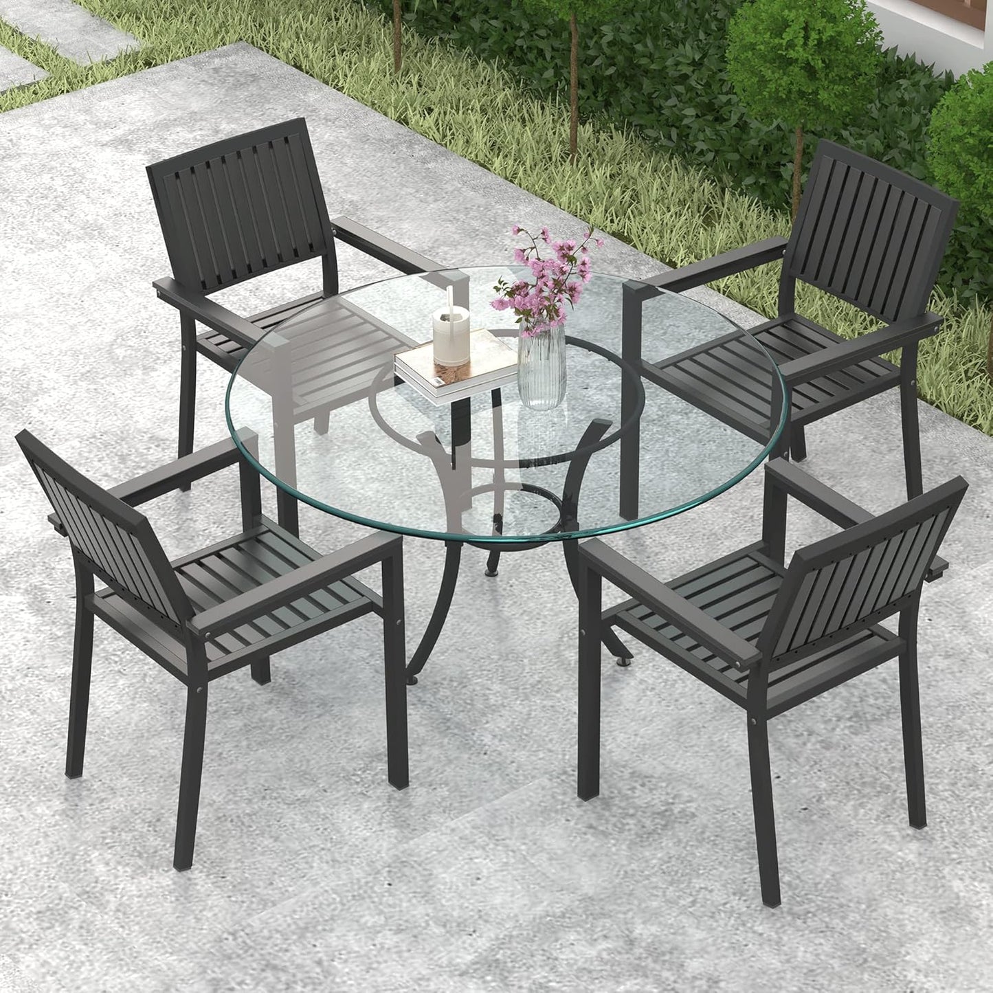 48" Inch Round Glass Table Top 0.36" Inch Thick Tempered Pencil Polished Edge Glass Table Top，for Dining Table, Coffee Table, Restaurant Table