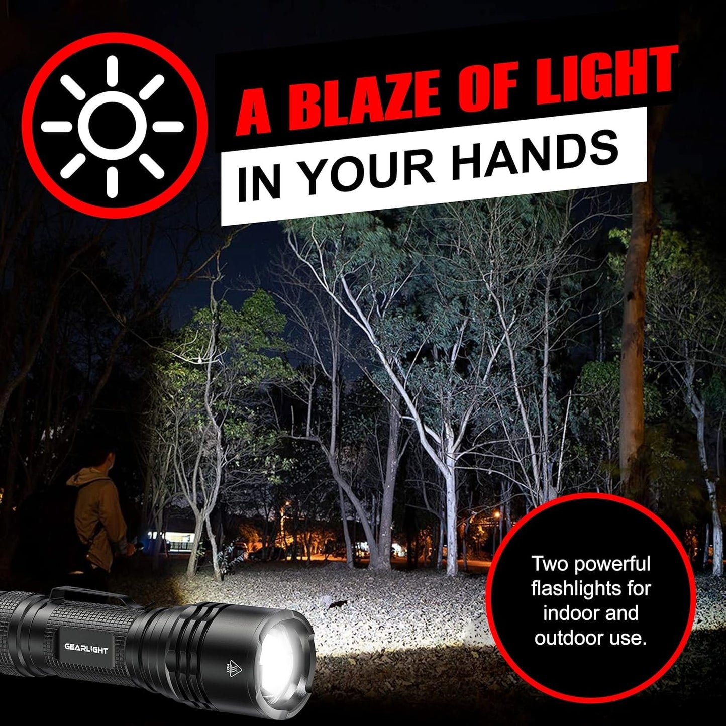 GearLight LED Tactical Flashlights - Pack of 2 - Bright, Zoomable, Handheld Flashlight Set with High Lumens for Camping, Outdoor & Emergency Use