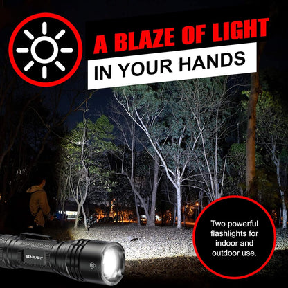 GearLight LED Tactical Flashlights - Pack of 2 - Bright, Zoomable, Handheld Flashlight Set with High Lumens for Camping, Outdoor & Emergency Use