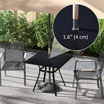 Outsunny Patio Table, 31.5" Square Outdoor Dining Table for 4 People with Steel Legs, Metal Tabletop, Umbrella Hole, for Garden, Backyard, Lawn, Balcony, Black