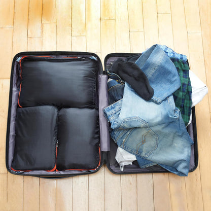 OW-Travel Compression Suitcase Organizer, Easy Organization, Travel Compression Cubes, 2 Medium and 1 Large for Backpack, Travel Accessories, Essential Holiday Gifts, 3 Pcs Black