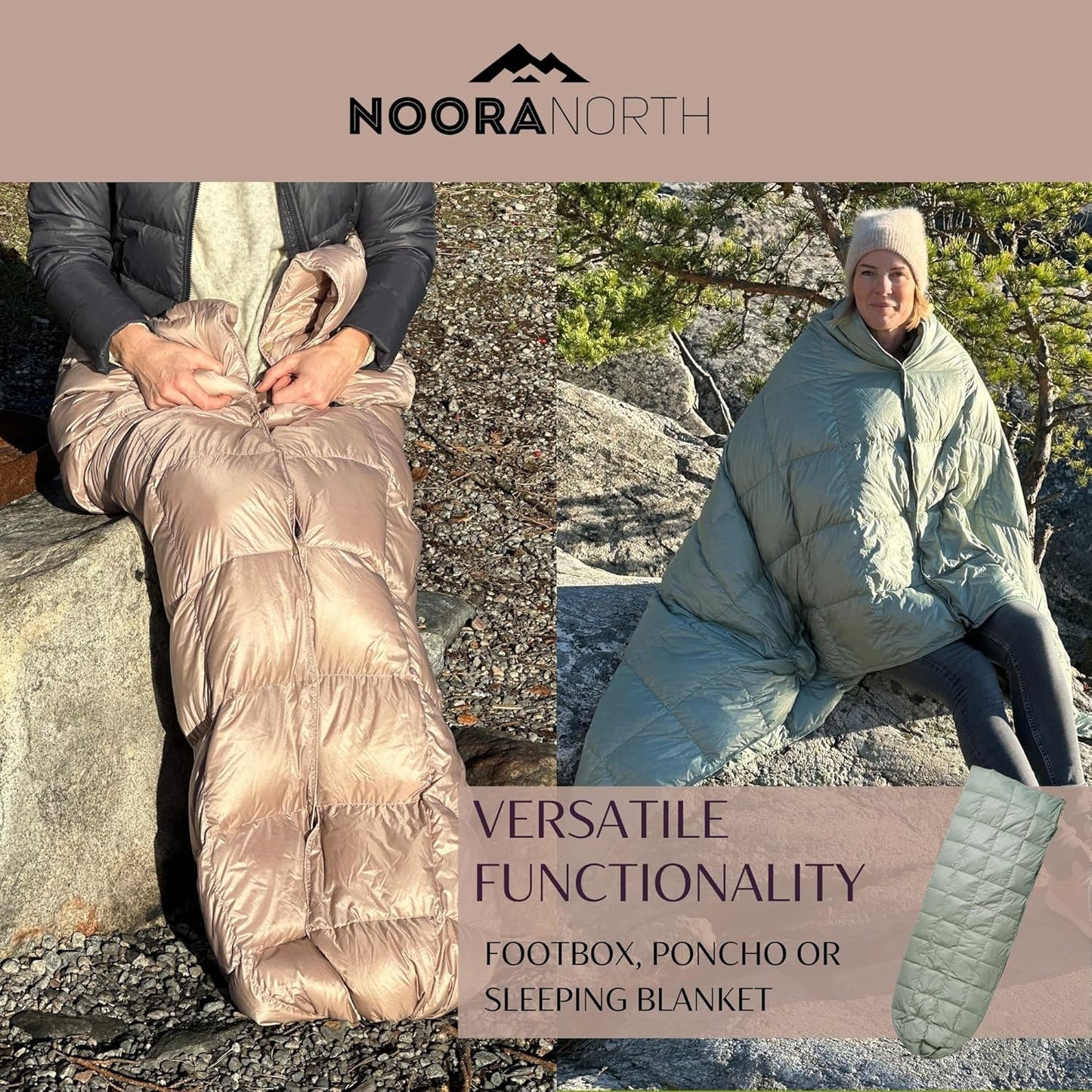 Down Camping Blanket with Footbox - Packable Warm Puffy Ultralight Camp Quilt - Fill Power 650 - Water Resistant for Backpacking Hiking Travel – Compact Outdoor Throw Sleeping Blanket with Bag - 52x77