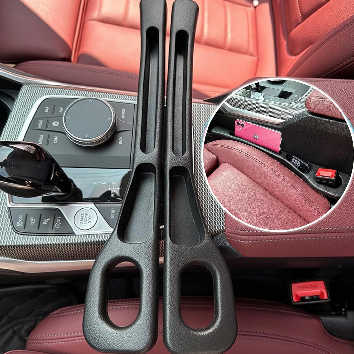 Car Seat Gap Filler of 2, 2025 Upgraded Car Seat Gap Organizer Storage Box,Fills The Gap Between The Seat And Console To Prevent Items From Falling Out, Suitable For Cars, SUV and Trucks (Black)