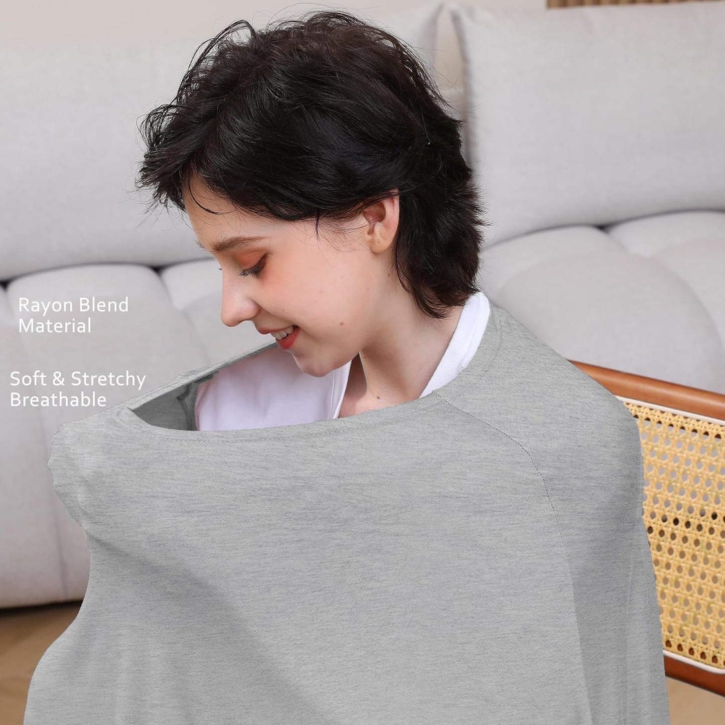 Seejoy Nursing Cover for Breastfeeding, 360Â°Full Coverage Nursing Poncho, Rayon Soft & Breathable Breastfeeding Cover up