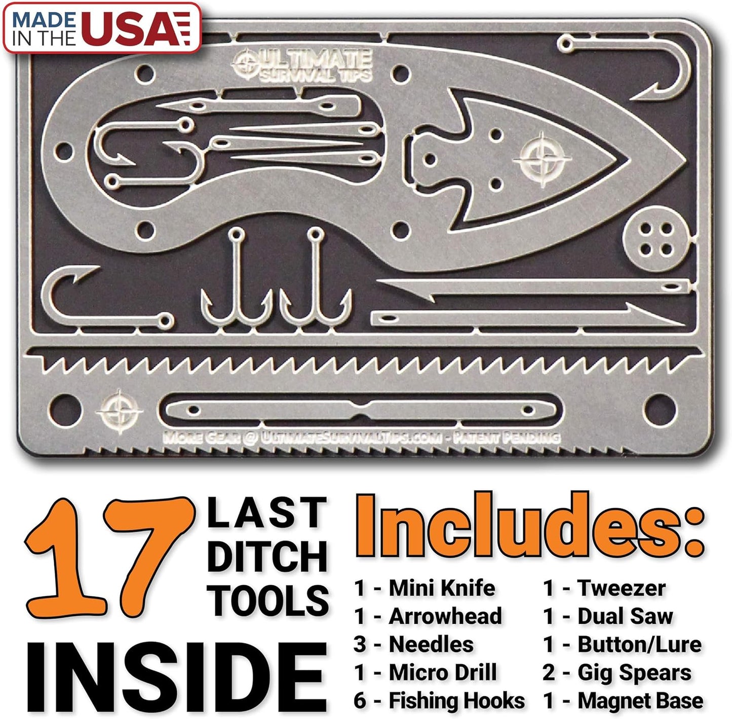Tiny Survival Card: A 17-Tool Survival Kit with Knife That Fits in Your Wallet - Ultimate EDC, Multitool Card for Your Wallet - Great Gift! 5-Pack