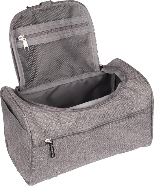 TravelMore Hanging Travel Toiletry Bag Organizer & Bathroom Storage Dopp Kit with Hook for Travel Accessories Toiletries Shaving & Makeup for Men and Woman (Black, Blue & Gray)