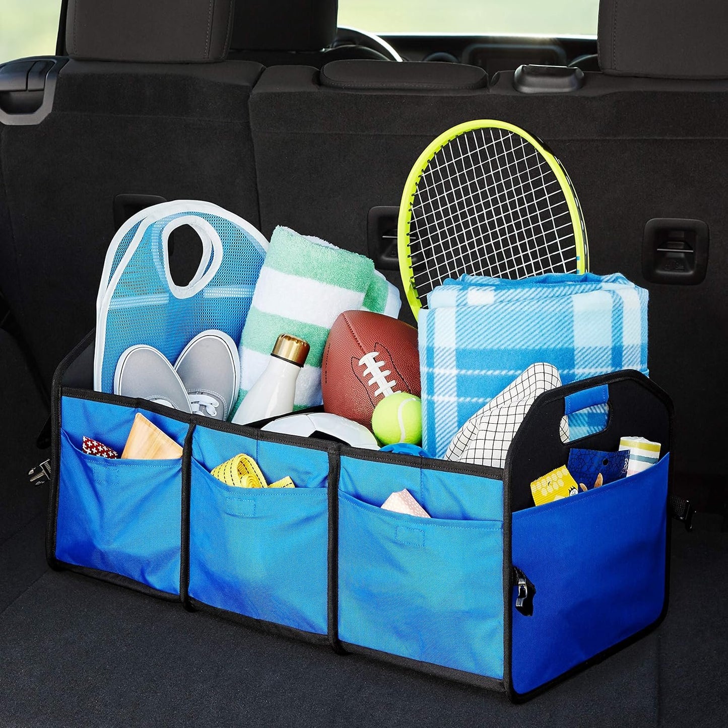 Amazon Basics Collapsible Portable Multi-Compartment Heavy Duty Cargo Trunk Organizer - Blue