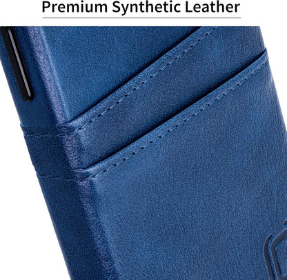 Dockem Card Case for iPhone 14 with Built-in Metal Plate for Magnetic Mounting & Wallet with 2 Holder Slots: M2 Exec Premium Synthetic Leather (Navy Blue)