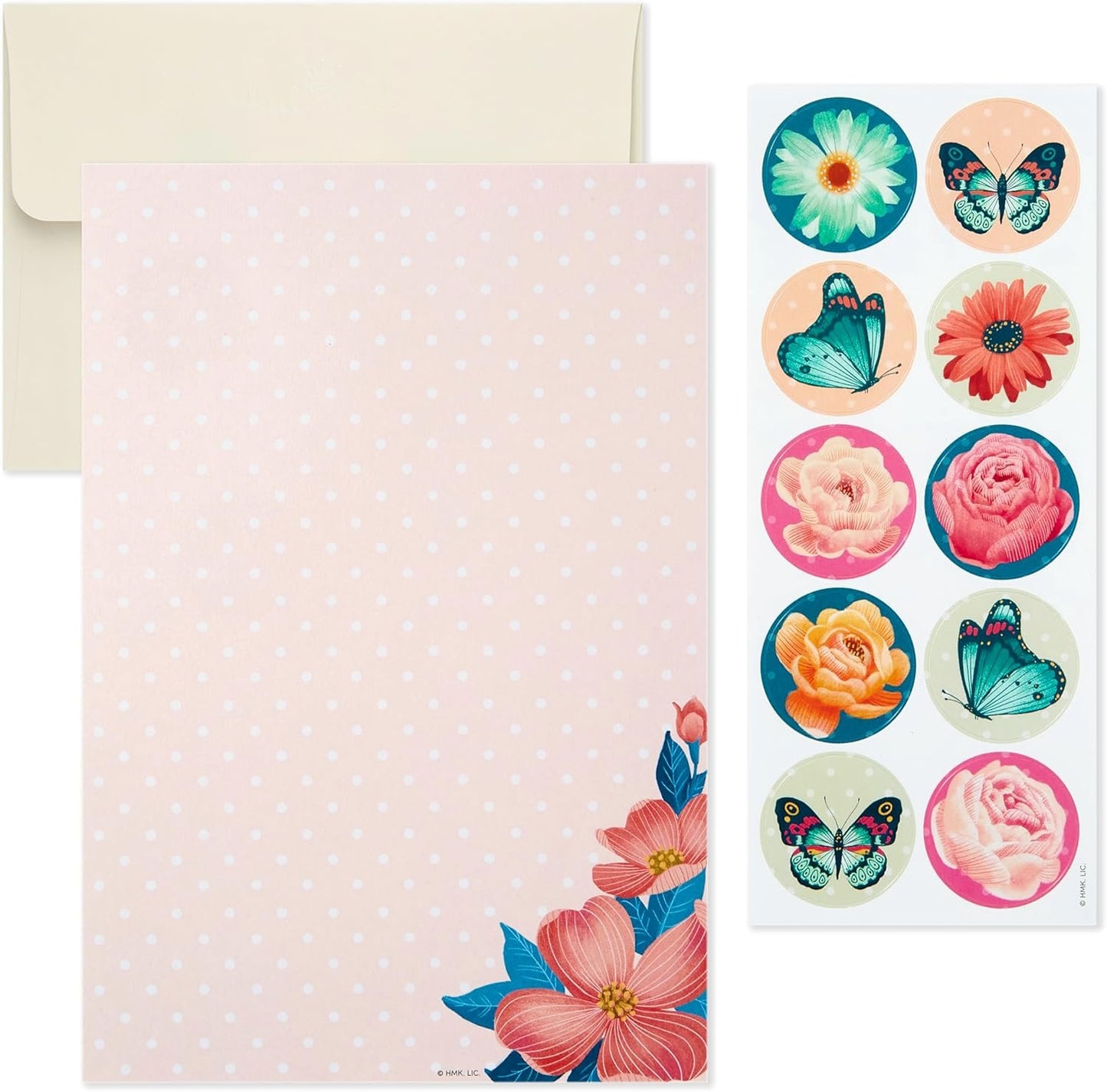 Hallmark Stationery Set with Desk Organizer, Floral (10 Blank Cards with Envelopes, 20 Writing Sheets with Envelopes, 75-Sheet Notepad, 30 Seals)