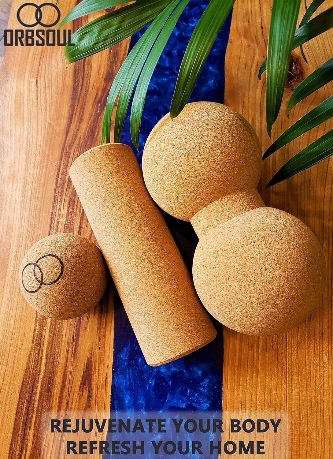 Orbsoul® Canada | 3pc Natural Cork Massage Set | Includes: Massage Peanut, Mini-Roller & Ball | Effective Muscle Recovery | Eco-Friendly Fitness