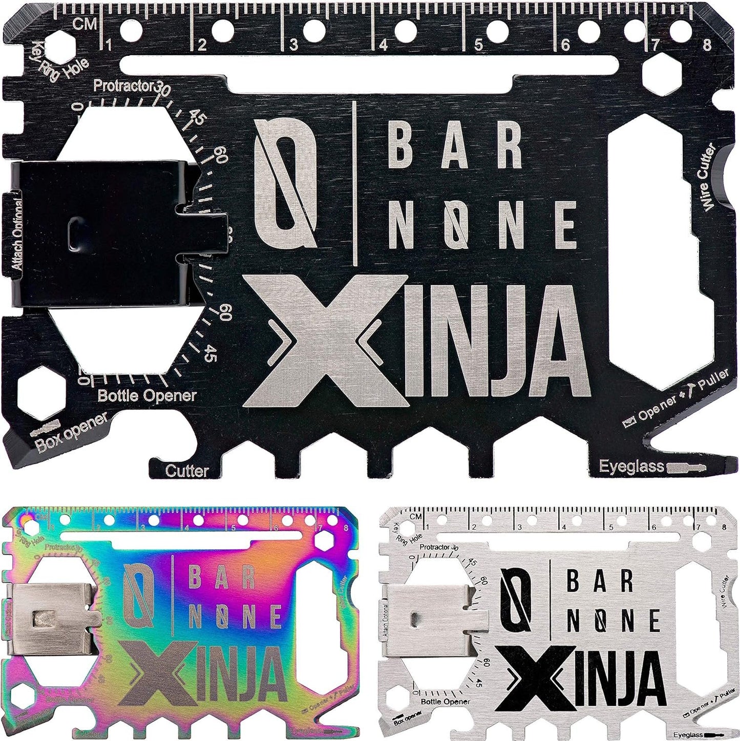 50 in 1 Credit Card Multitool Wallet Multi Tool Money Clip Clips Xtreme Ninja EDC Gerber Leatherman Knives Utility Knife Slim Wallets Minimalist Survival Everyday Carry | BAR None Xinja (Black)