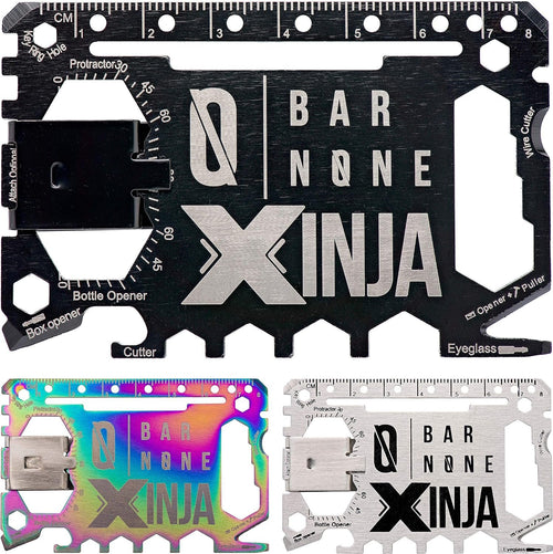 50 in 1 Credit Card Multitool Wallet Multi Tool Money Clip Clips Xtreme Ninja EDC Gerber Leatherman Knives Utility Knife Slim Wallets Minimalist Survival Everyday Carry | BAR None Xinja (Black)