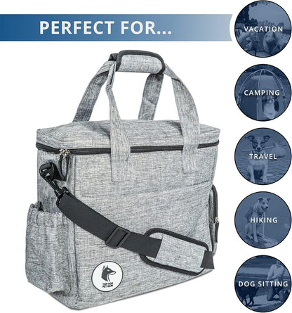Top Dog Travel Bag - Airline Approved Travel Set for Dogs Stores All Your Dog Accessories - Includes Travel Bag, 2X Food Storage Containers and 2X Collapsible Dog Bowls.