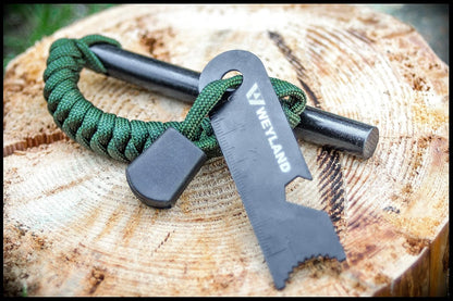 WEYLAND Fire Starter Kit - Waterproof Emergency Survival Fire Starting Kit, Magnesium Flint Fire Starter Ferro Rod, Fire Starter Rope Tinder Reuseable Match, Fat Rope Stick, Fatwood Sticks n MOLLE Bag