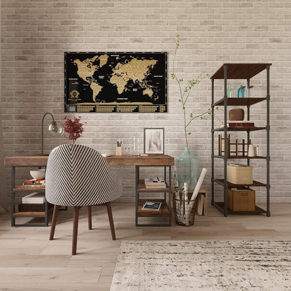 Detailed Scratch off World Map Poster - XL - Black and Gold Scratchable World Map - Glossy, Laminated Travel Poster - Full Accessories Kit - Best Gift Scratch off Map of the World By Divalis