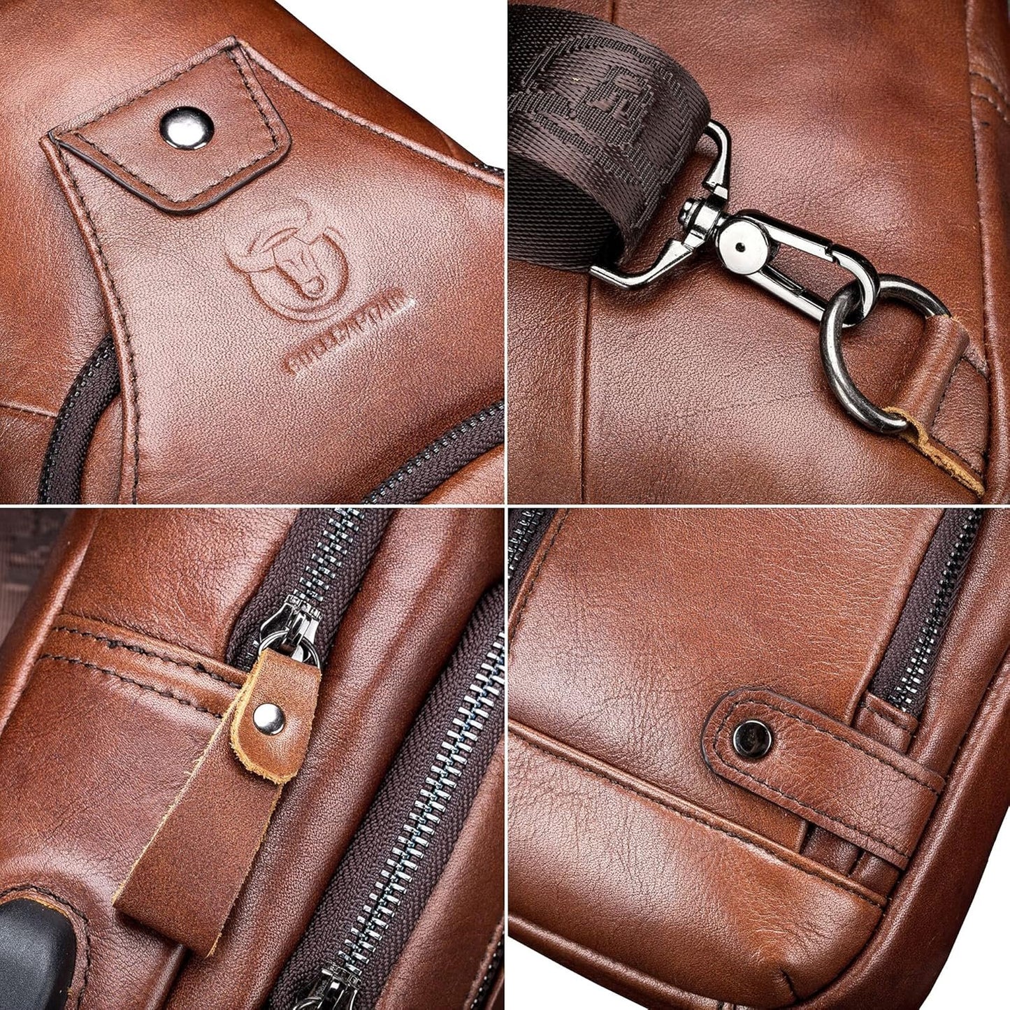 Leather Sling Bag Crossbody Backpack for Men Women