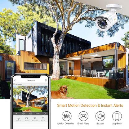 Anlapus 1080P Surveillance Kit DVR 8CH H.265+ Video Recorder with 4pcs Outdoor Camera, Without HDD, Night Vision, E-mail Alarm, P2P