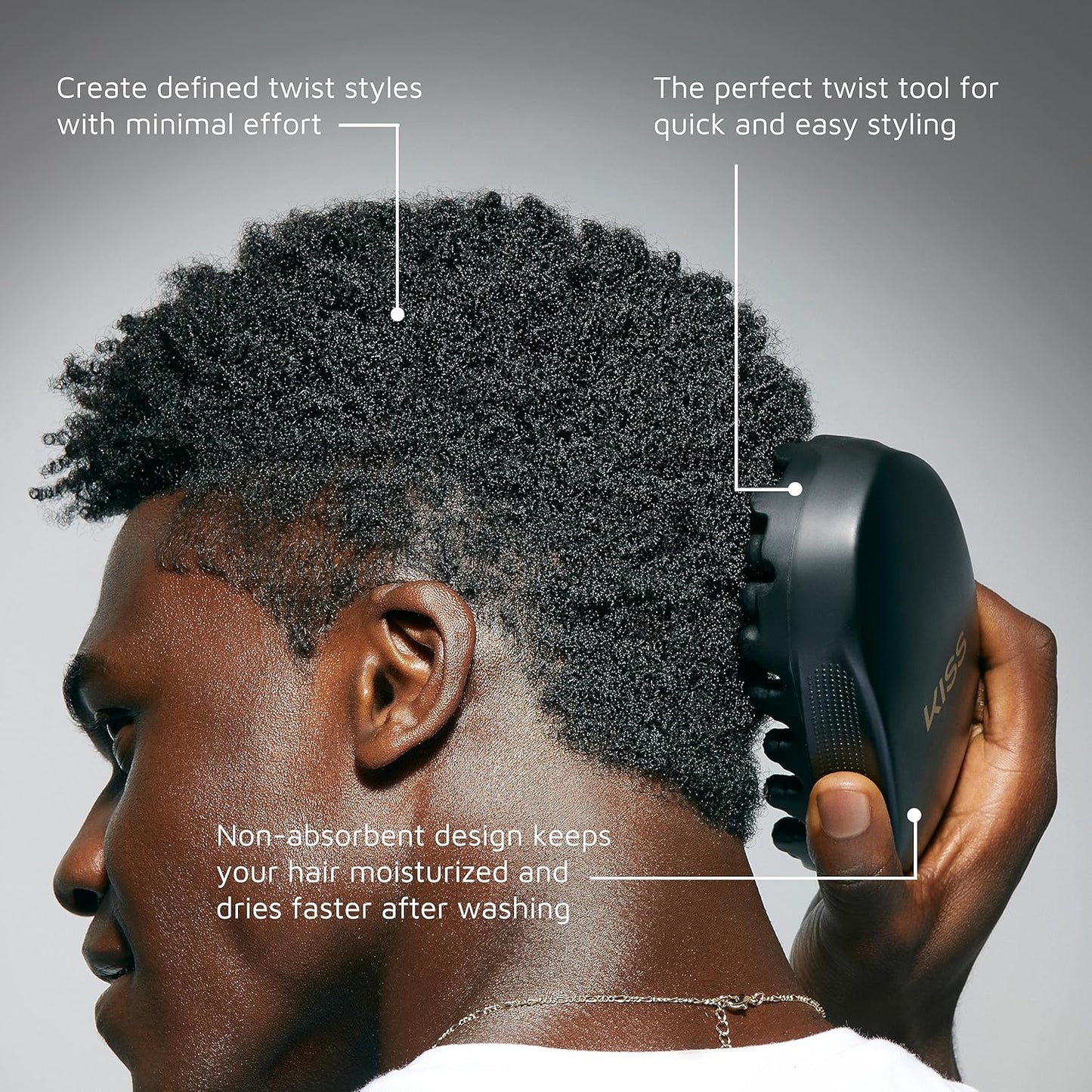 KISS Colors & Care Twist King - Premium Twist Tool, Long-Lasting Durable, 2X Longevity, Defines Twists, Professional Quality, Quick & Easy Styling, Washable, Black, 0.53 pounds (KTWS04)