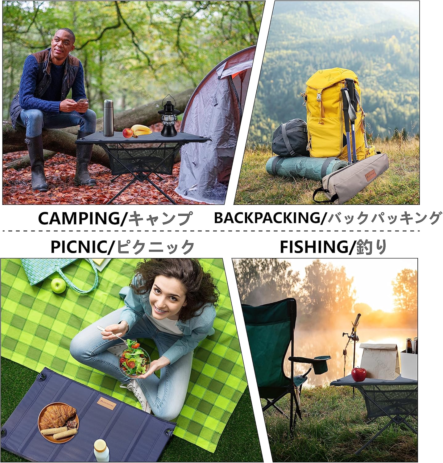 Ultralight Backpacking Table - Collapsible Camping Table with Storage Mesh for Camping Gear, Hiking Table and Mountaineering Table, Camp Table for Accessories and Outdoor Travel (Brown)