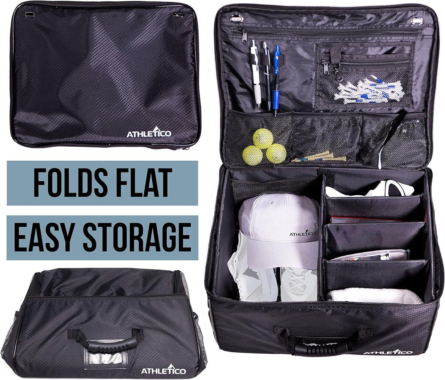 Athletico Golf Trunk Organizer Storage - Car Golf Locker to Store Golf Accessories | Collapsible When Not in Use