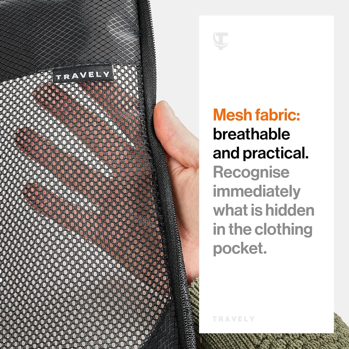 TRAVELY Packing Cube Compression - Size M - Black Polyester Packing Bag with Zipper Closure - Space-Saving Compression for Travel Organization
