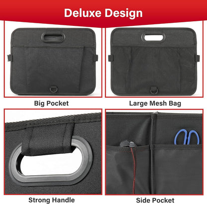 Simple Deluxe Car Trunk Organizer, Multi Compartments Collapsible Trunk Storage, Anti-slip, Waterproof 600D Oxford Polyester, with Adjustable Straps for SUV, Minivan, Truck, Large Size, Black New