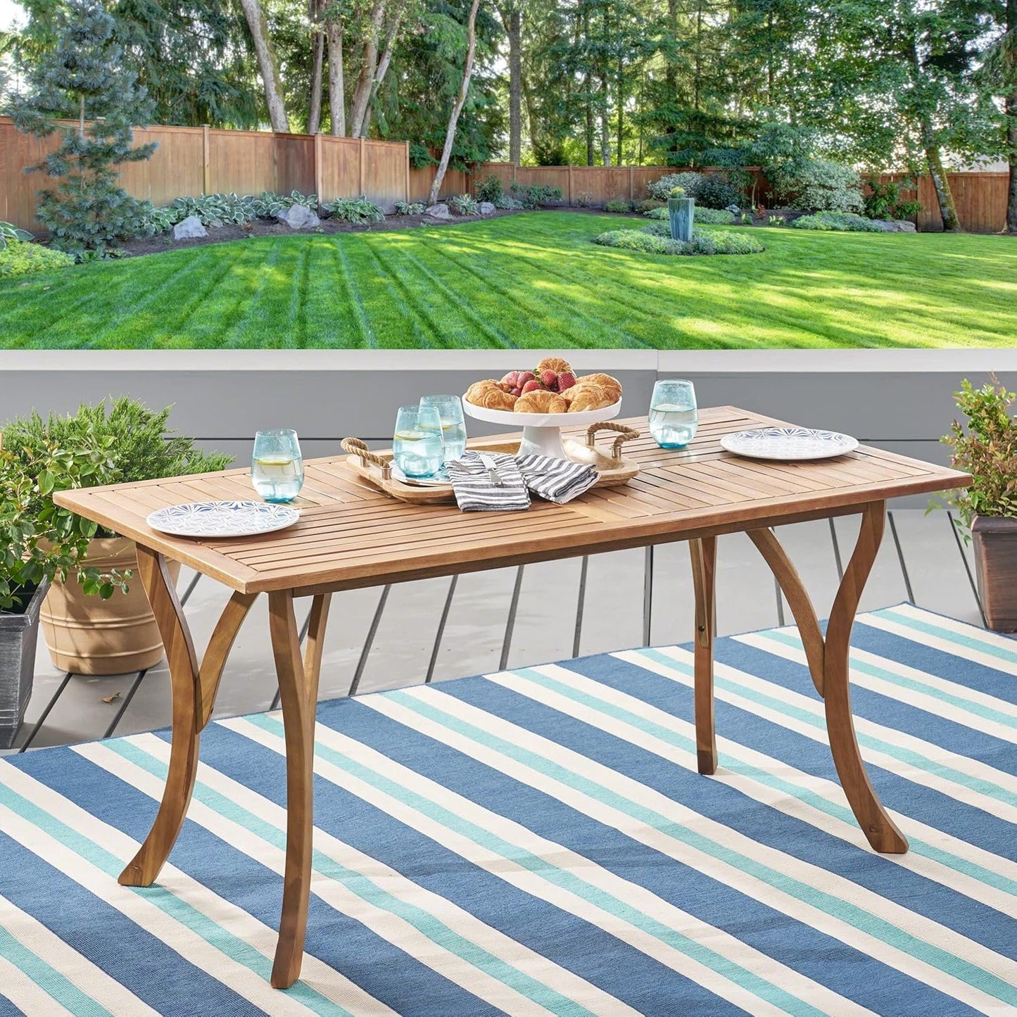 Great Deal Furniture 298194 Hestia Teak Finish Acacia Wood Rectangular Dining Table, Natural Staine