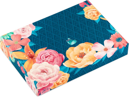 Hallmark Stationery Set with Desk Organizer, Floral (10 Blank Cards with Envelopes, 20 Writing Sheets with Envelopes, 75-Sheet Notepad, 30 Seals)