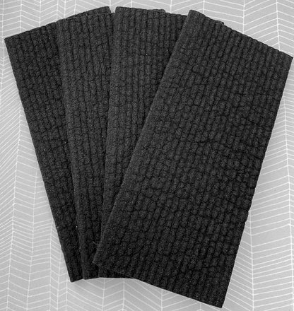 Trendy Tripper Earth-Friendly Reusable COMPOSTABLE Hand Dyed ECO Sponge Cloth | AKA Swedish Dishcloth | Dyed Black (4-Pack Black)
