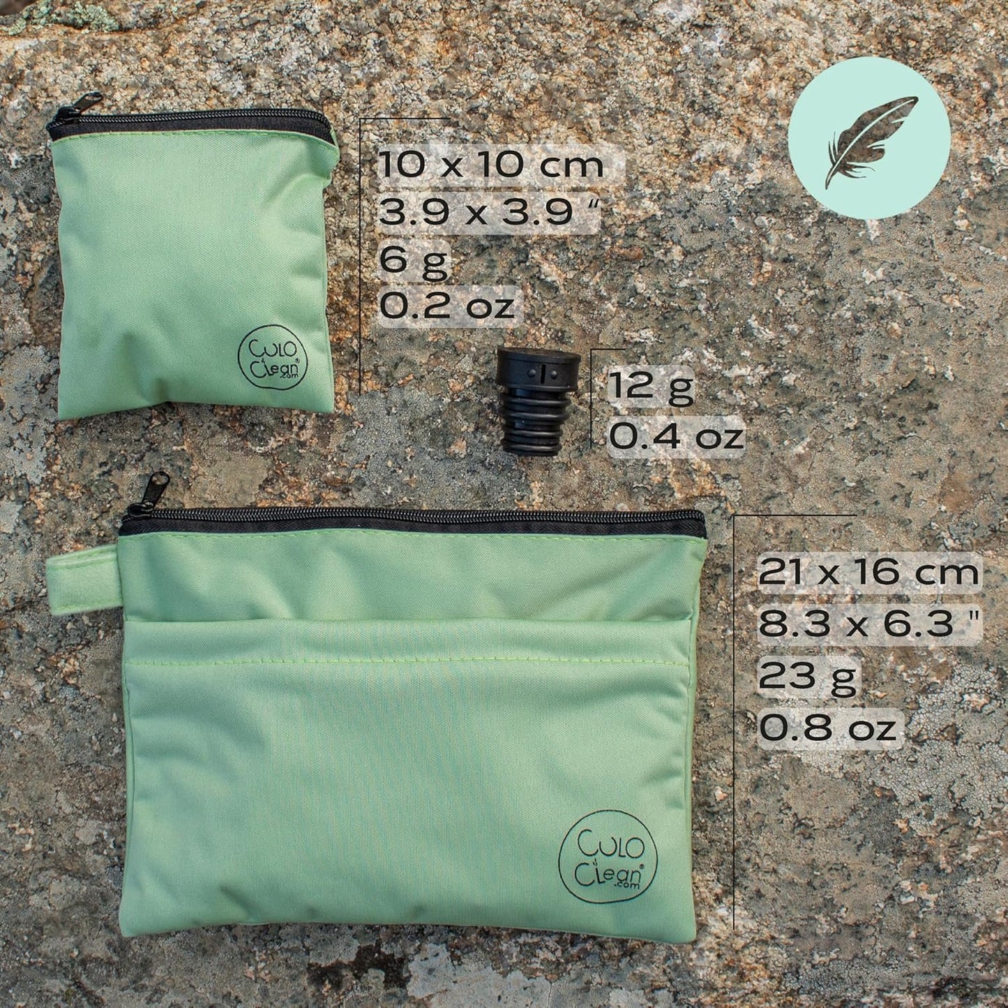 CuloClean Hygiene bag for hiking + Portable travel bidet. Personal hygiene kit for hikers, leave no trace (LNT) while hiking in the countryside.
