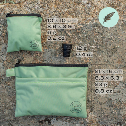 CuloClean Hygiene bag for hiking + Portable travel bidet. Personal hygiene kit for hikers, leave no trace (LNT) while hiking in the countryside.