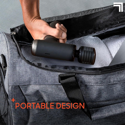 Sharper Image Powerboost Pro+ Hot & Cold Compact Percussion Massager, Dual-Temperature Node, Soothing Heat & Cold Therapy, 6 Speed, 4 Attachments, Lightweight Portable Athlete Recovery, Travel Case