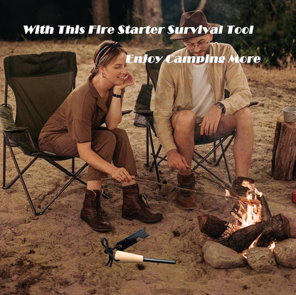 Qsxou Fire Starter Survival Tool Outdoor Flint and Steel Starter with Compass,16,000 Strikes Portable Outdoor Survival Multi-Tool Kits for Camping, Hiking and Backpacking Gear