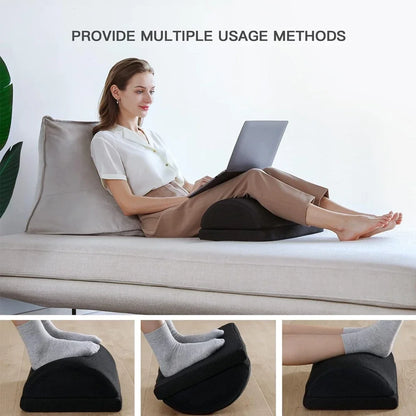 Adjustable Foot Rest Under Desk for Added Height | Large Premium Velvet Soft Foam Footrest for Desk | Most Comfortable Desk Foot Rest in The World for Back, Lumbar, Knee Pain (Black)