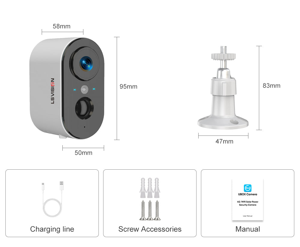 LS VISION Cellular Security Camera Indoor Built-in SIM Card, 2K No Wi-Fi Security Camera Portable, LTE Cameras with 6000mAh Battery, PIR Motion Detection, Color Night Vision, 2-Way Audio, TF/Cloud