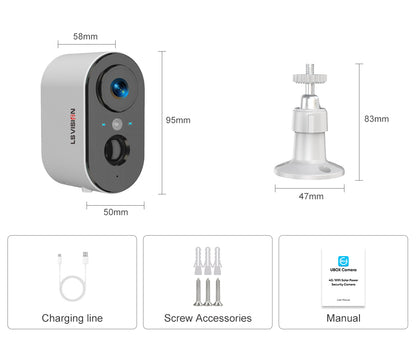 LS VISION Cellular Security Camera Indoor Built-in SIM Card, 2K No Wi-Fi Security Camera Portable, LTE Cameras with 6000mAh Battery, PIR Motion Detection, Color Night Vision, 2-Way Audio, TF/Cloud